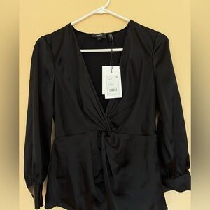 Theory Black Twist satin Blouse XS